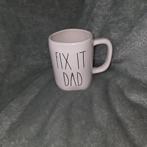 RAE DUNN (Fix It Dad) Ceramic Coffee Mug - White with Black Lettering